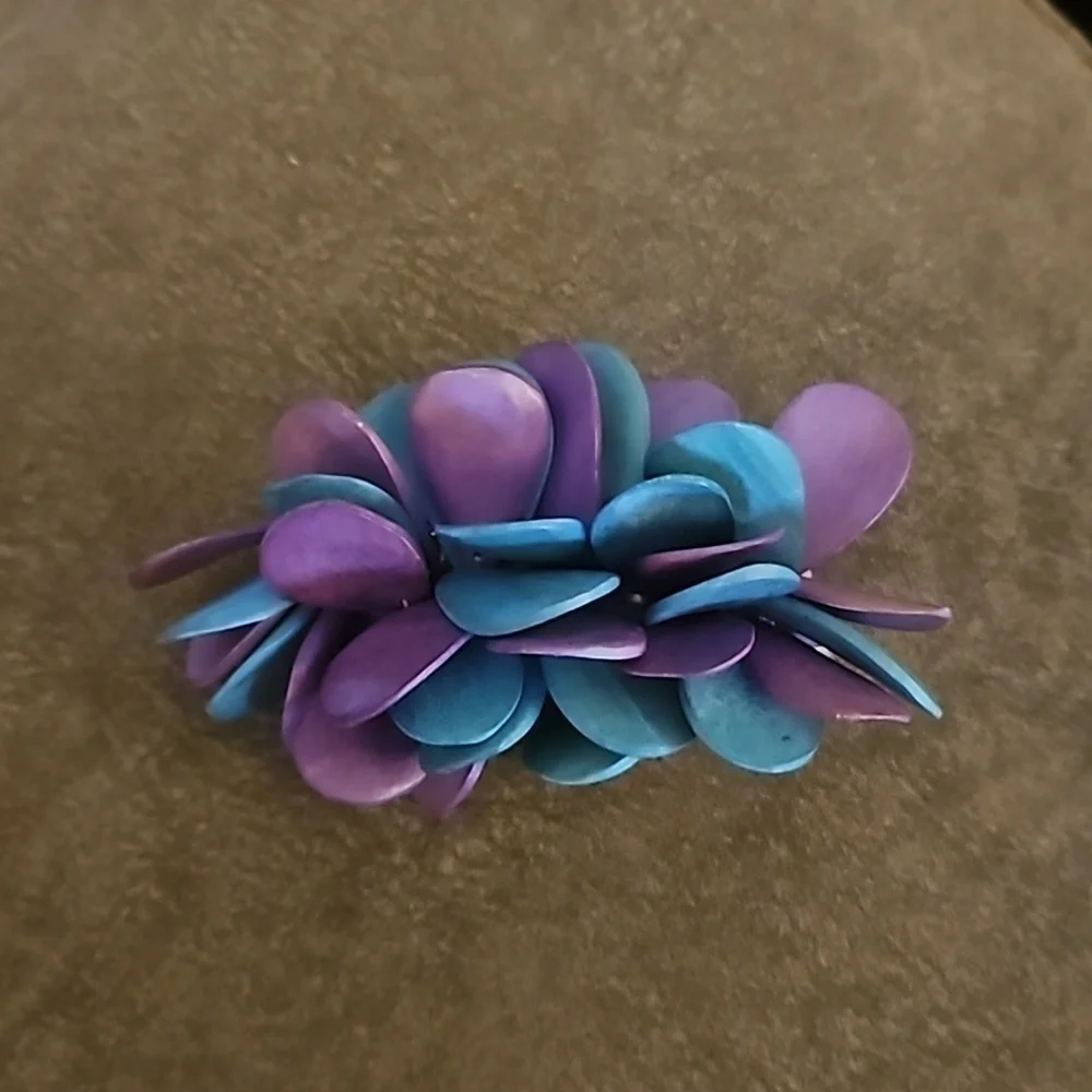 Vintage 1980s Wood Beaded Avant Garde Festival Barrette